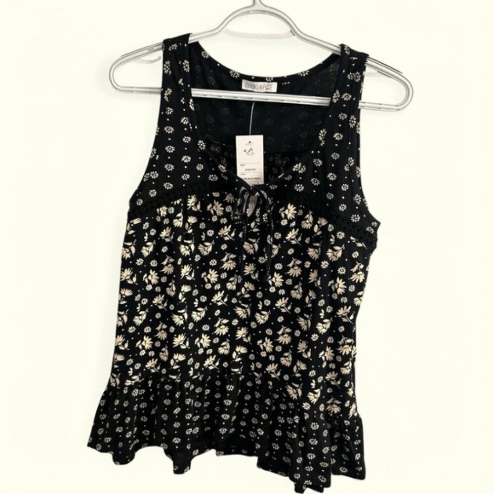 Patrons of Peace NEW mixed media whimsigoth baby doll tank top Small crochet